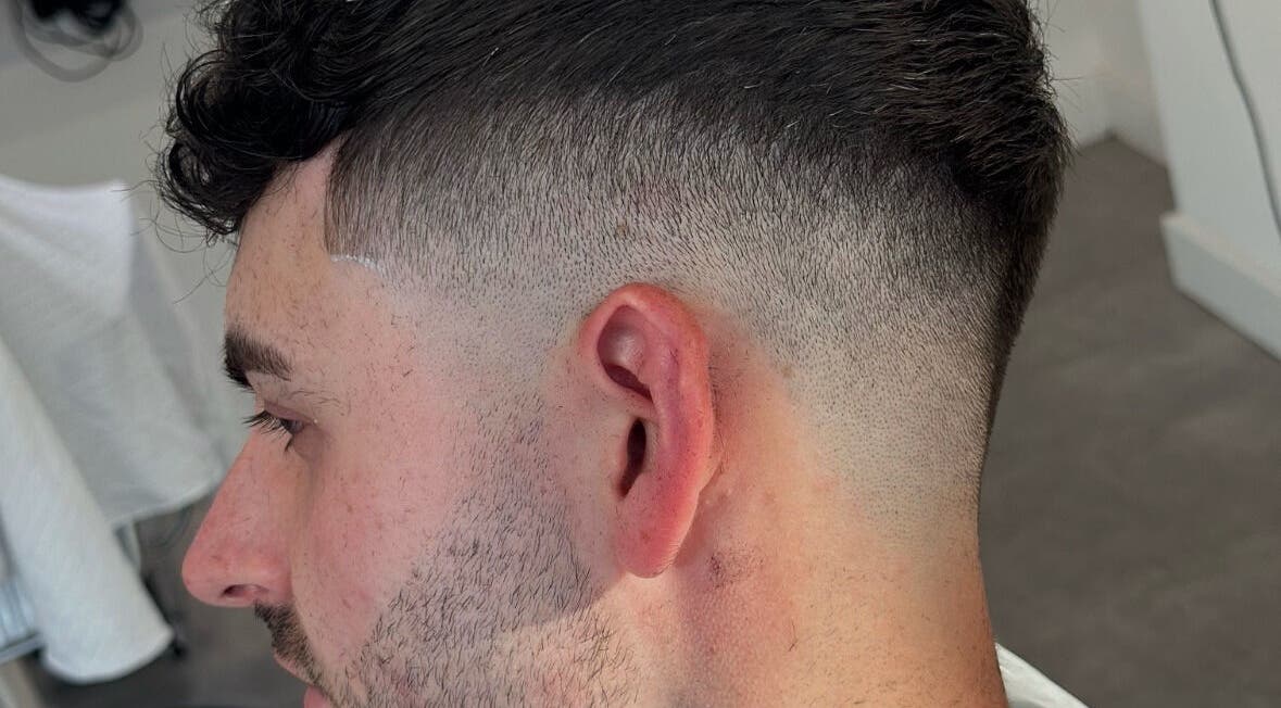 Close-up of a modern fade haircut at HeroGapped Barber Studio, Bognor Regis, England, GB.