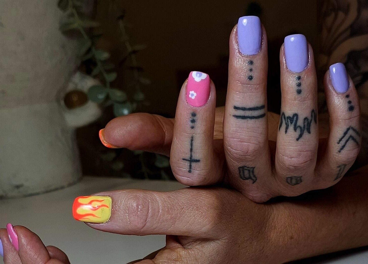 Colorful nail art design at Absee Nail Studio, Surfers Paradise, Queensland, AU showcases vibrant creativity.