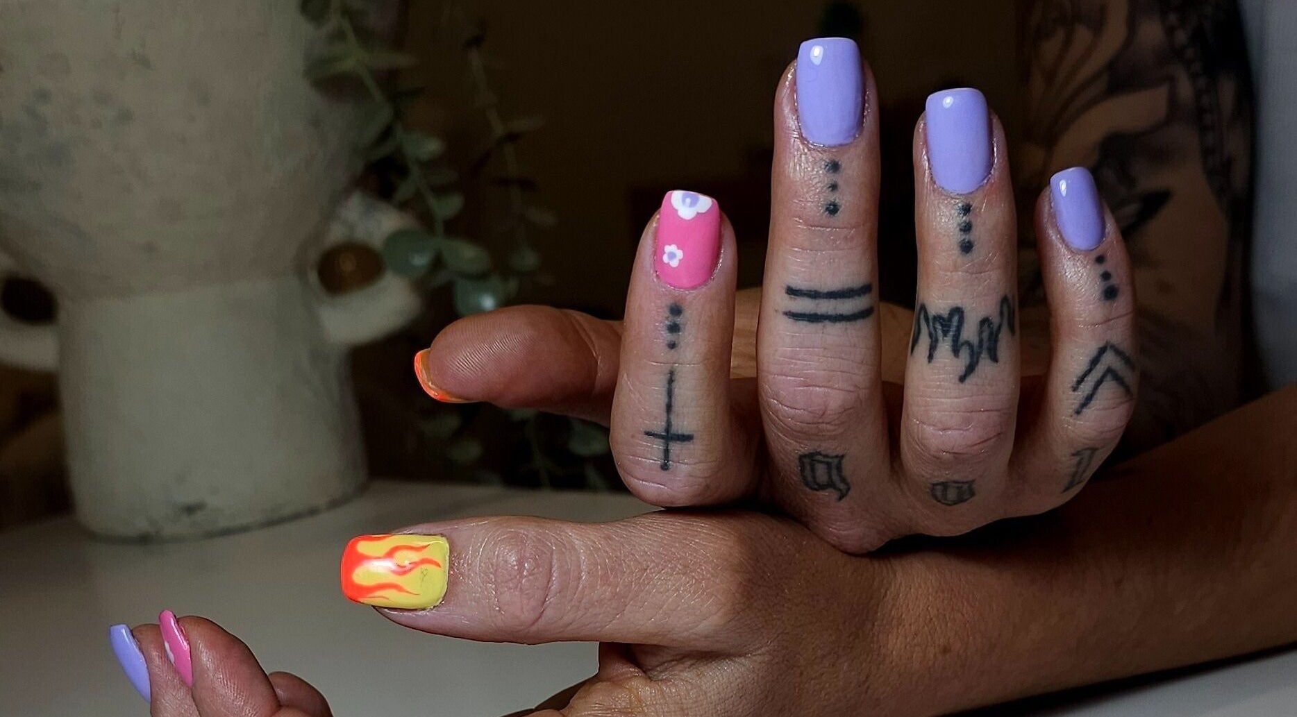 Colorful nail art design at Absee Nail Studio, Surfers Paradise, Queensland, AU showcases vibrant creativity.