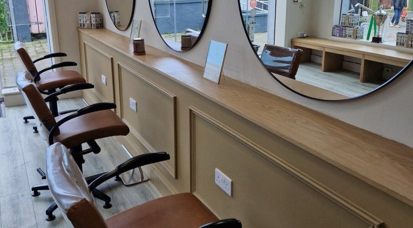 Chic salon chairs and mirrors at Aoife Creaby Hair, Westport, County Mayo, IE.