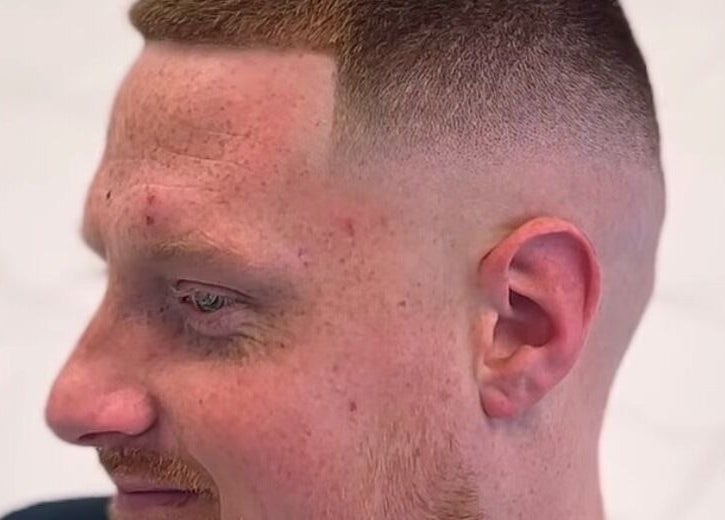 Detailed view of a fade haircut at House Of Luxxe Barbers Ltd, Yate, England, GB.