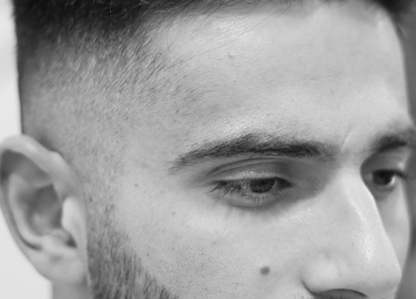 Close-up of a fresh fade haircut at Studio Zero Essendon in Melbourne, Victoria, AU.