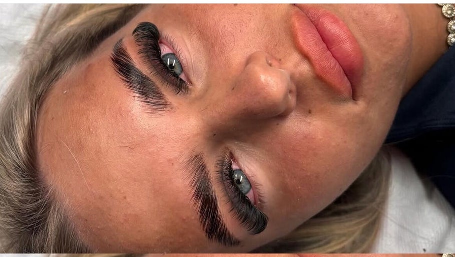 Close-up of eyelash extensions at Pixi Beauty, Doncaster, England, GB, showcasing voluminous lashes.