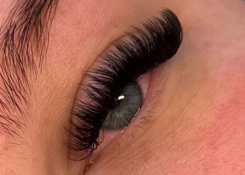 Close-up of stunning eyelash extensions at Pixi Beauty, Doncaster, England, GB.