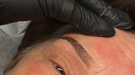 Close-up of eyebrow tattooing at SAINTLUXE BEAUTY in Melbourne, Victoria, AU by skilled technician.