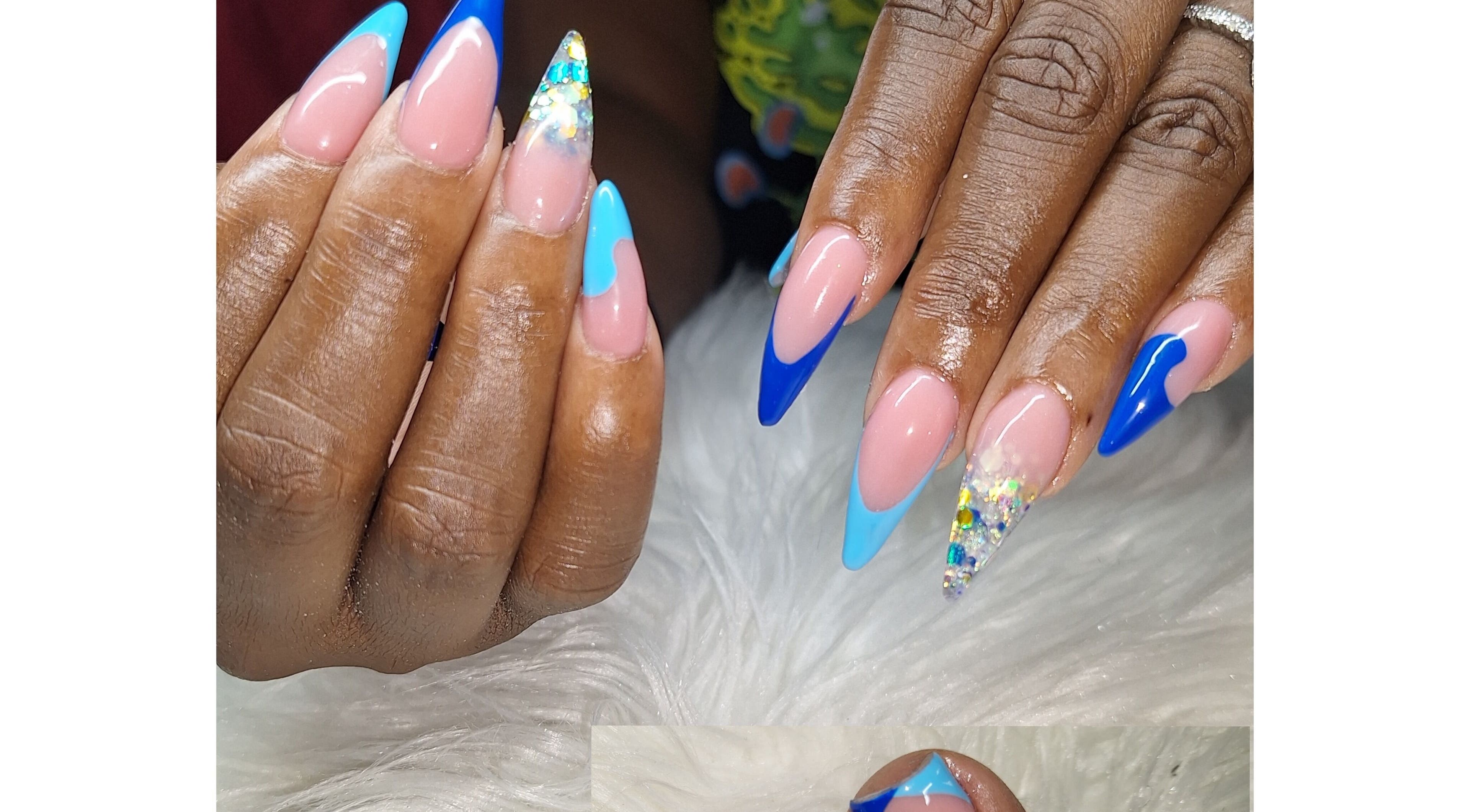 Vibrant blue nail design at Nailwrld246, Saint James, Saint James, BB. Eye-catching and stylish manicure.