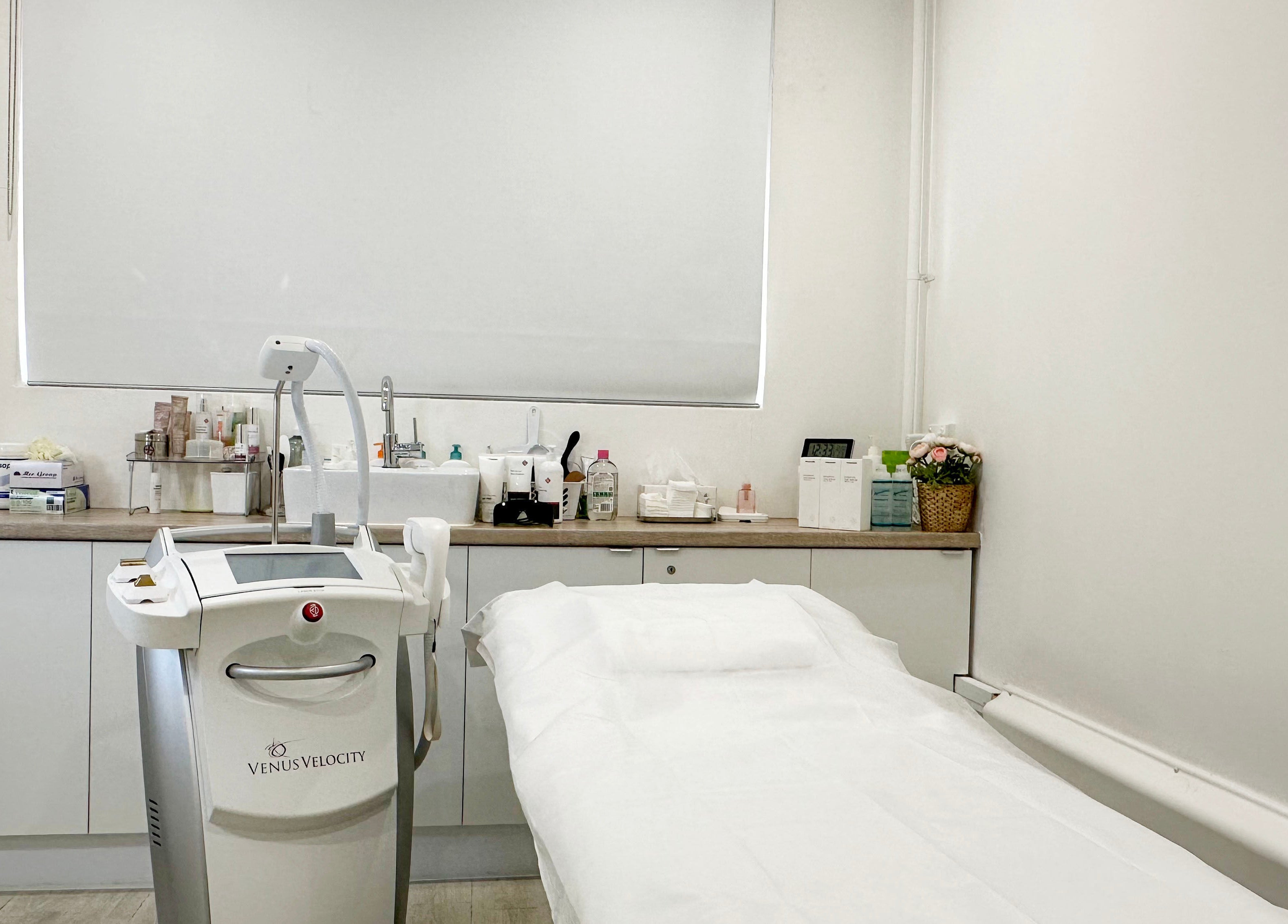 Treatment room with cosmetic equipment at KAT Cosmetic Clinic, Cabramatta, New South Wales, AU.