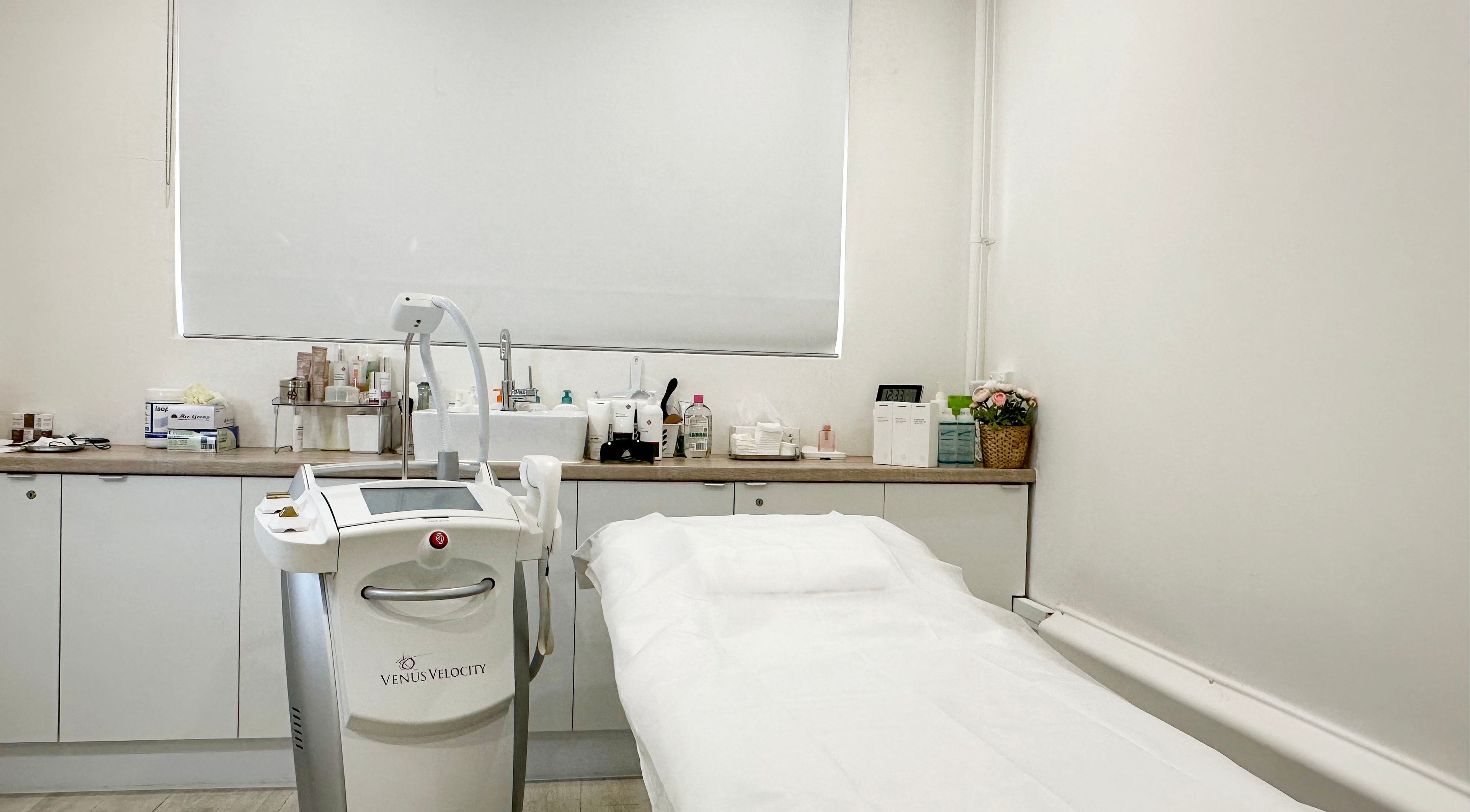 Treatment room with cosmetic equipment at KAT Cosmetic Clinic, Cabramatta, New South Wales, AU.