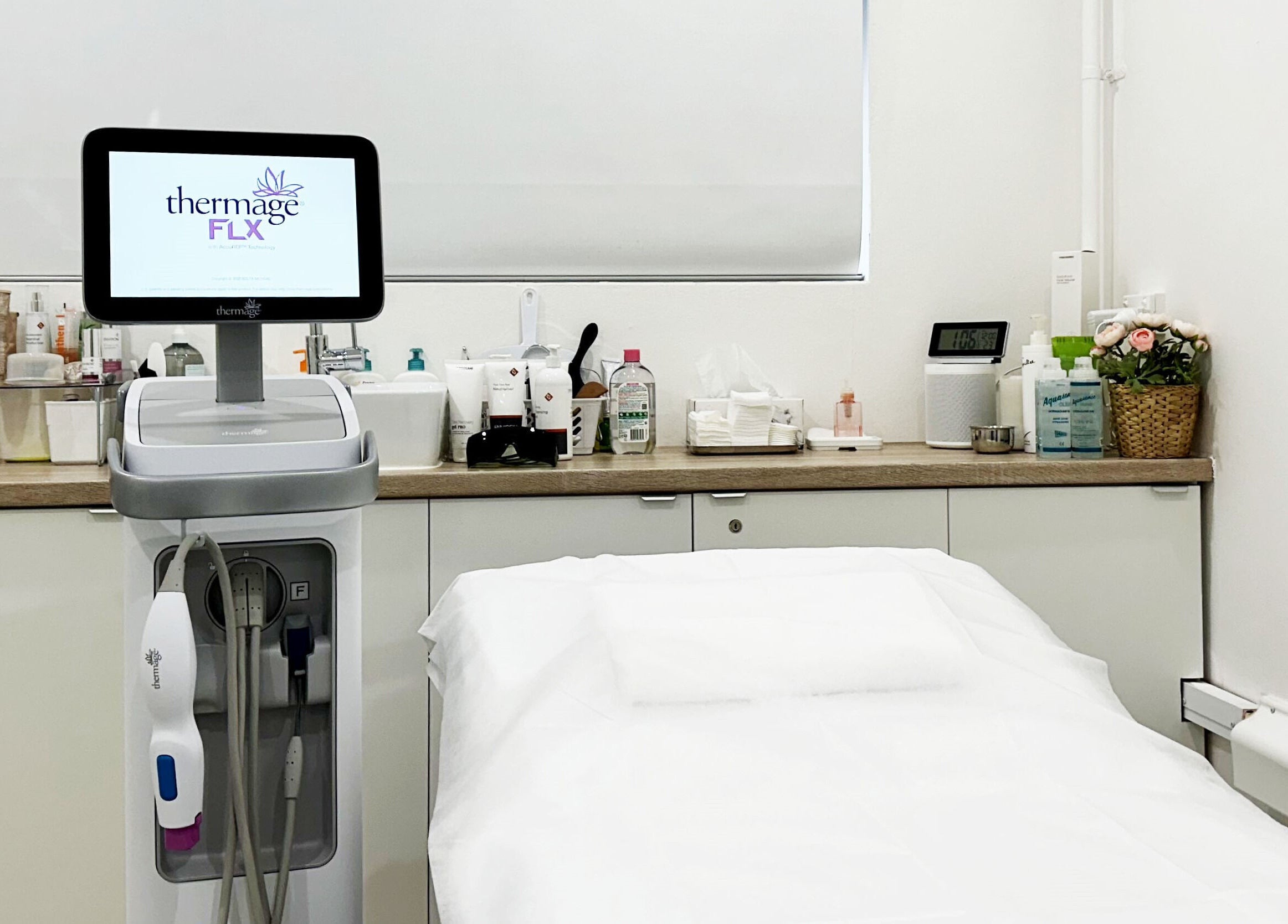 Thermage equipment in a treatment room at KAT Cosmetic Clinic, Cabramatta, New South Wales, AU.