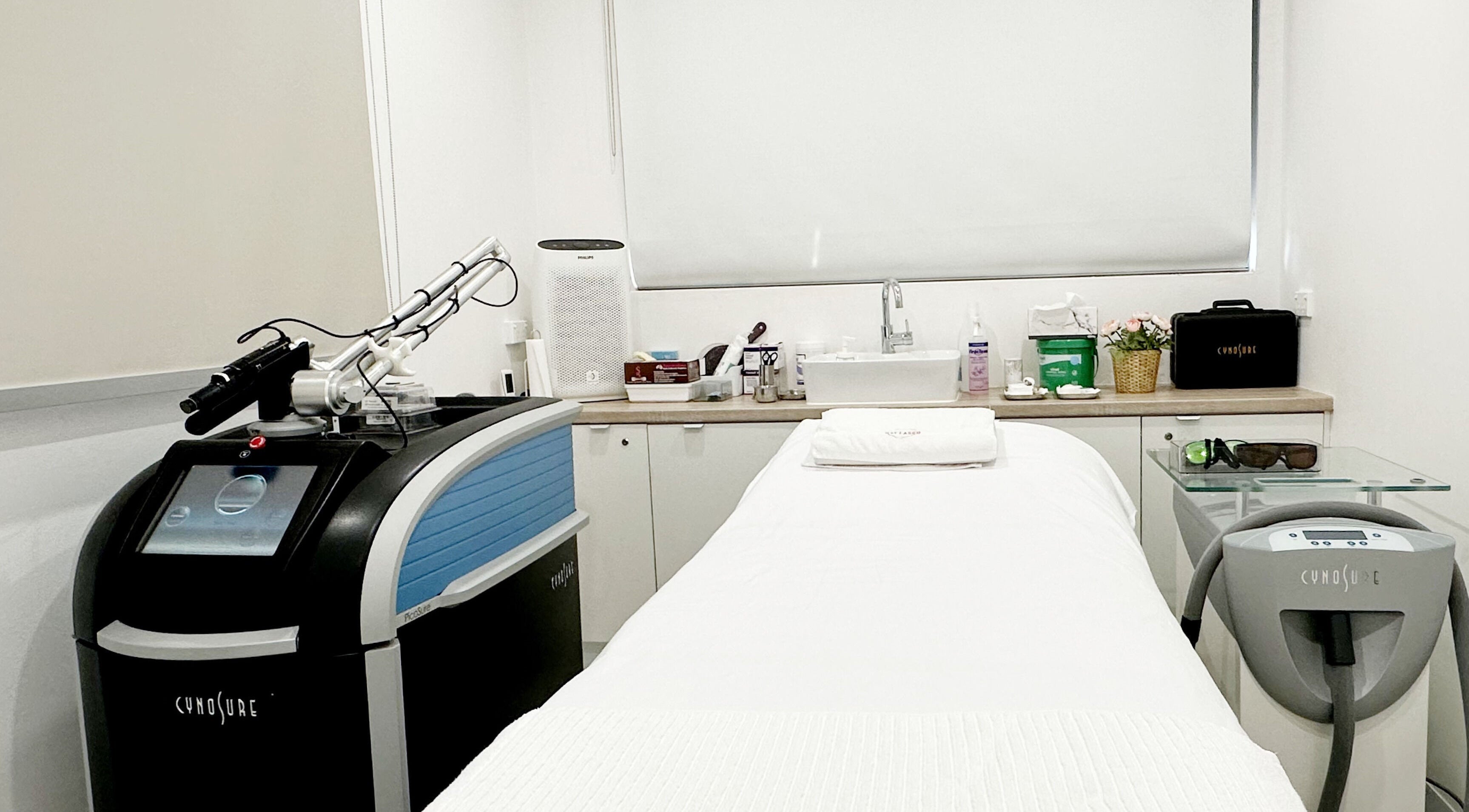Laser treatment room at KAT Cosmetic Clinic, Cabramatta, New South Wales, AU; features advanced equipment.