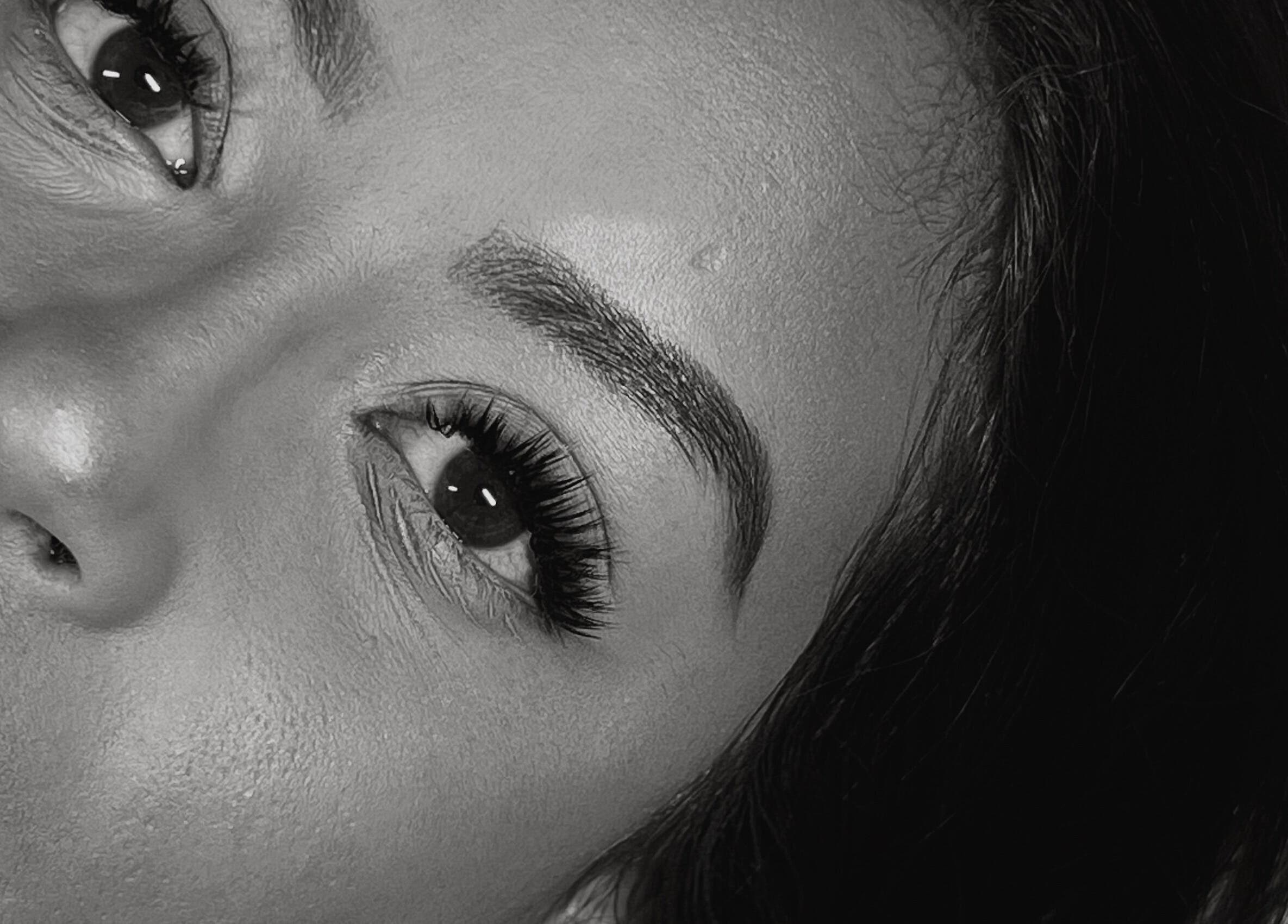 Close-up of elegant lashes at Aesthetic Atelier in Crawley, England, GB highlighting beauty services.