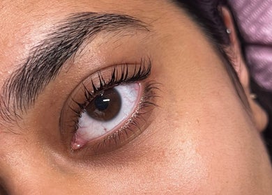 Close-up of beautifully groomed lashes at Aesthetic Atelier, Crawley, England, GB.