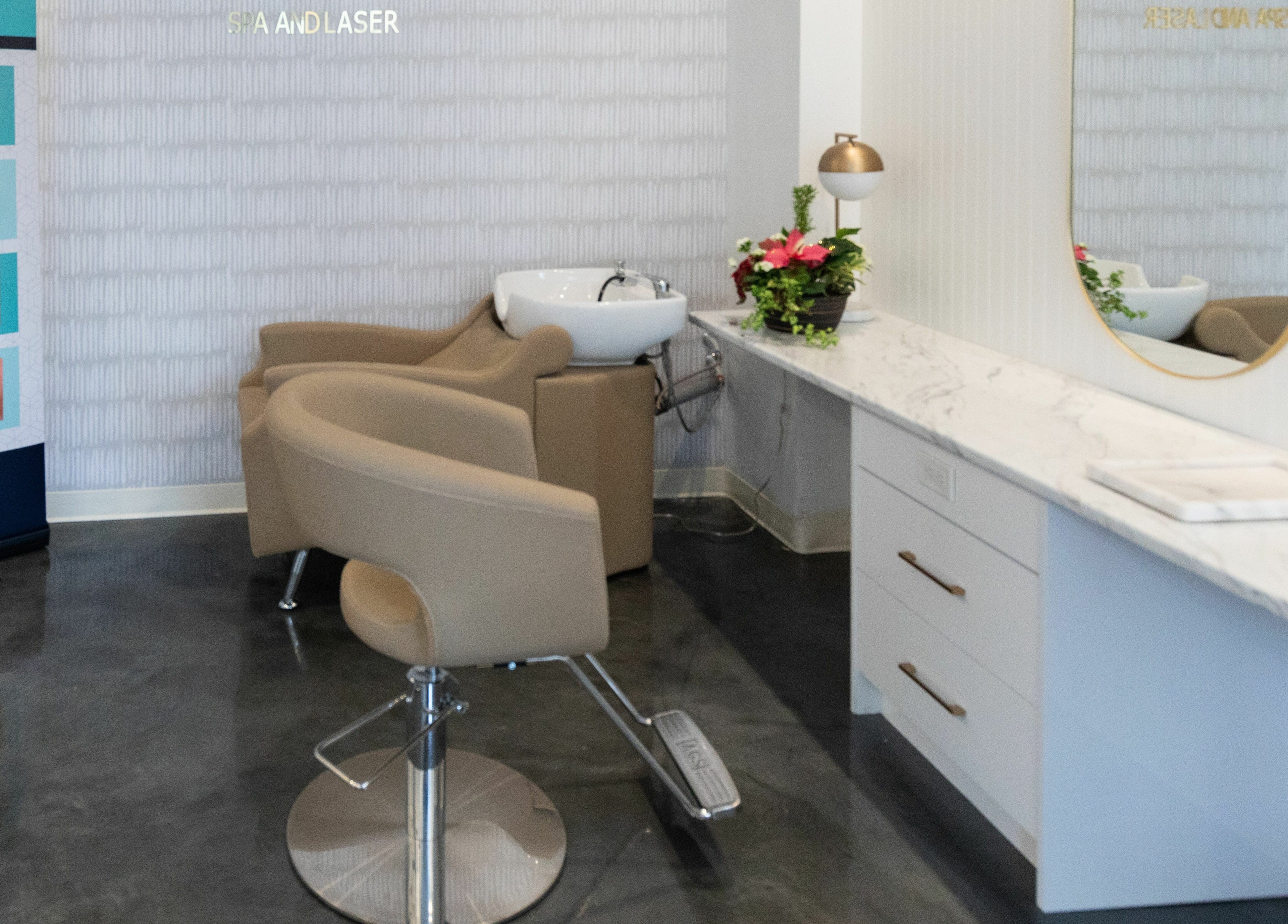 Modern salon interior at Best Brow Spa in Vancouver, British Columbia, CA, featuring elegant design elements.