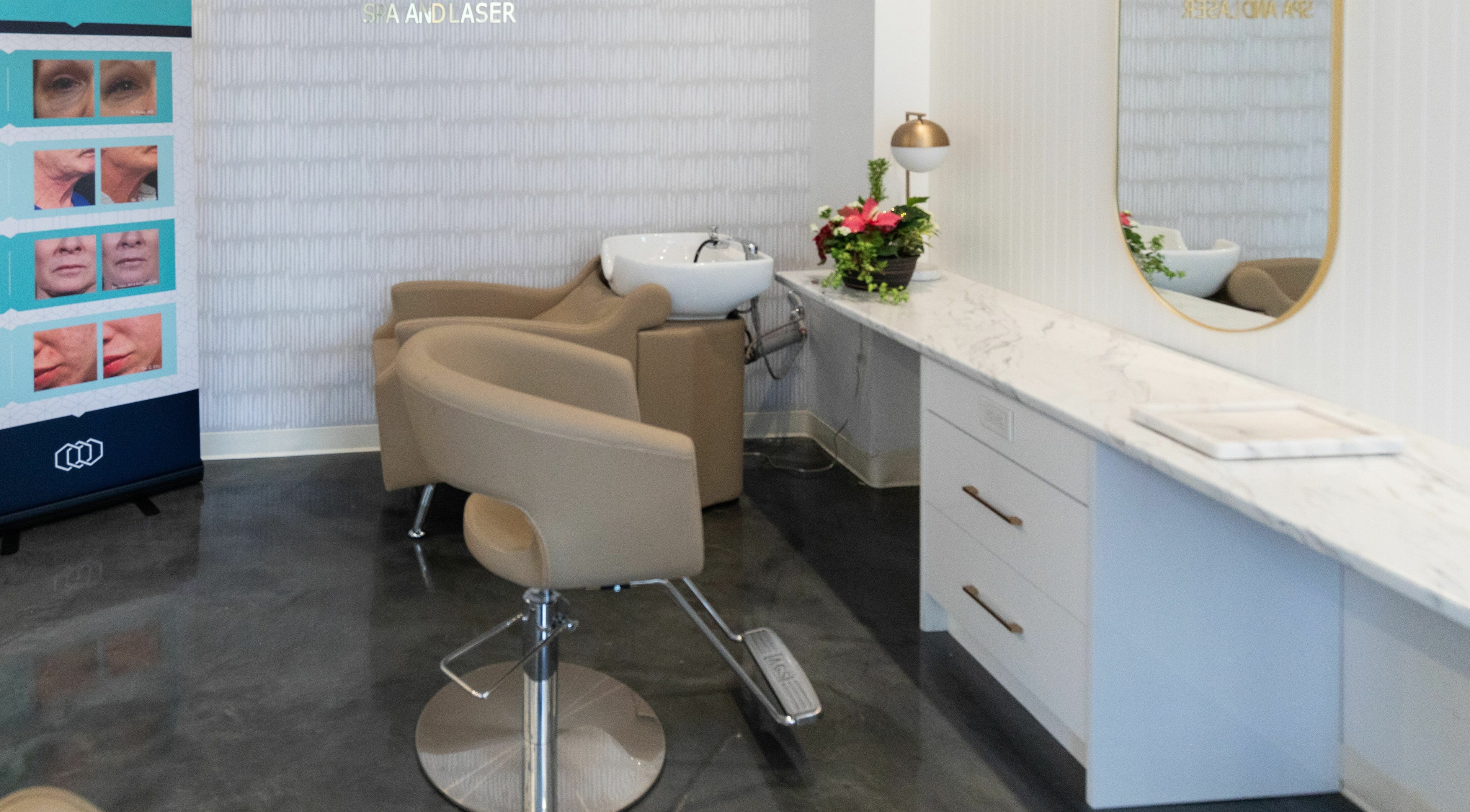 Modern salon interior at Best Brow Spa in Vancouver, British Columbia, CA, featuring elegant design elements.