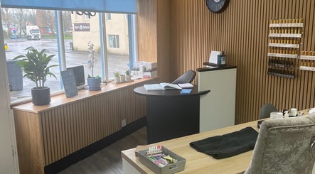 Chic nail salon reception at Krystle Beauty, Swalwell, England, GB, with elegant decor and inviting ambiance.