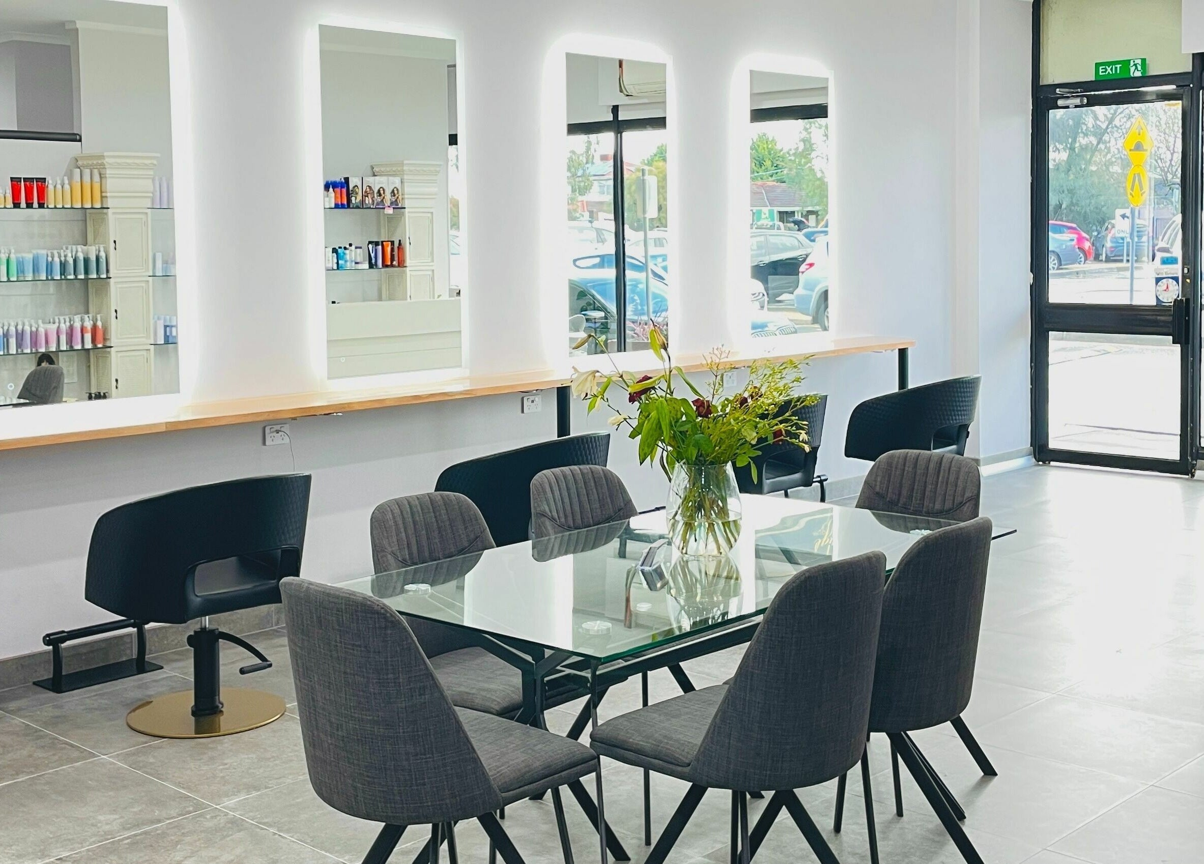 Modern salon interior with sleek design at Prestige Hair by Selma, Melbourne, Victoria, AU.