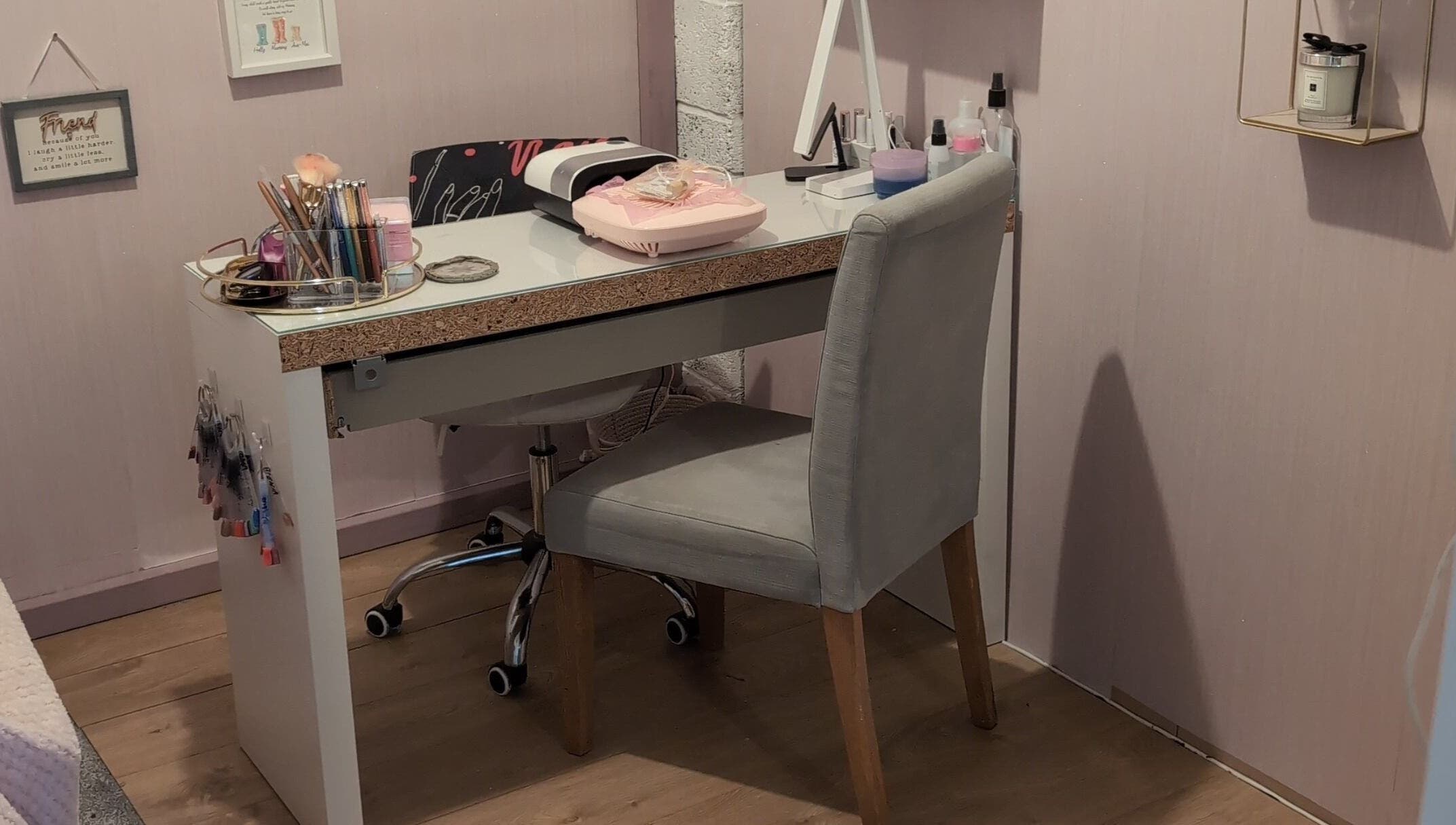Chic nail service area at Halo Hair & Beauty in Nuneaton, England, GB.
