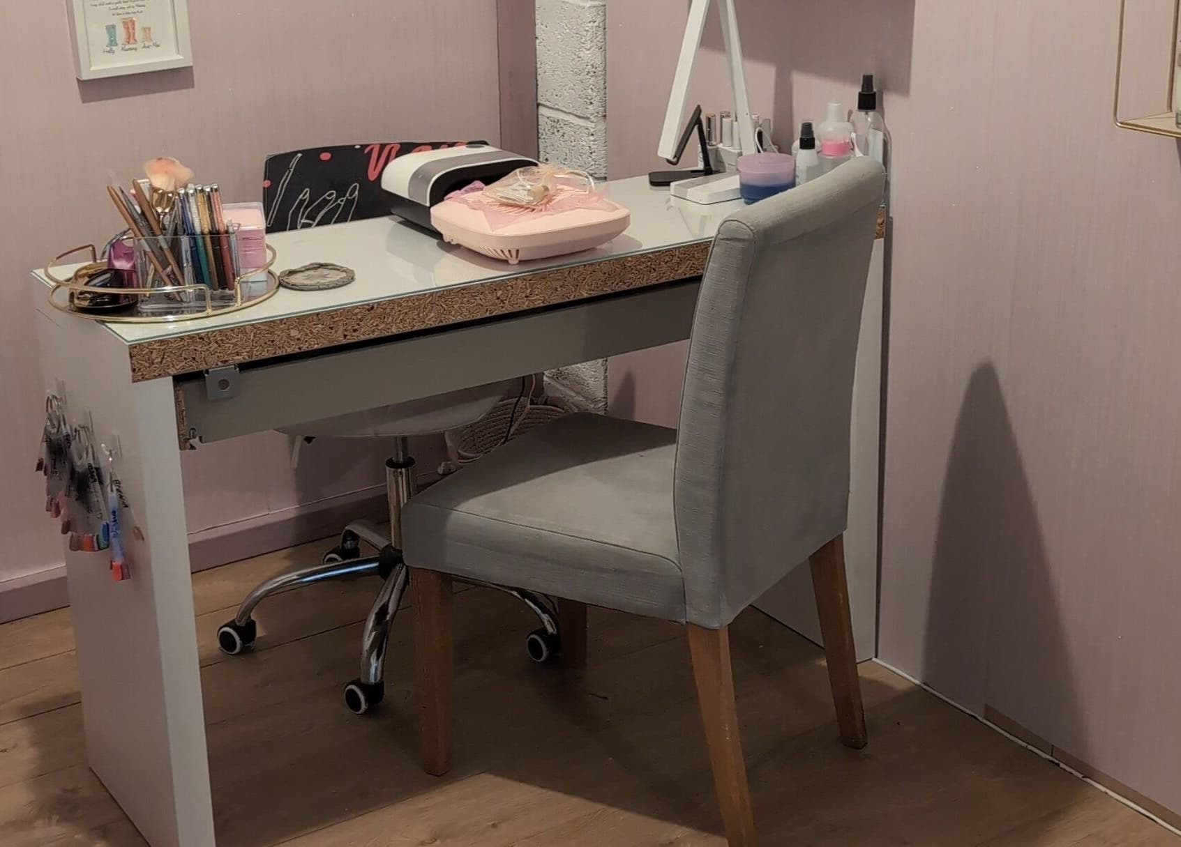 Chic nail service area at Halo Hair & Beauty in Nuneaton, England, GB.