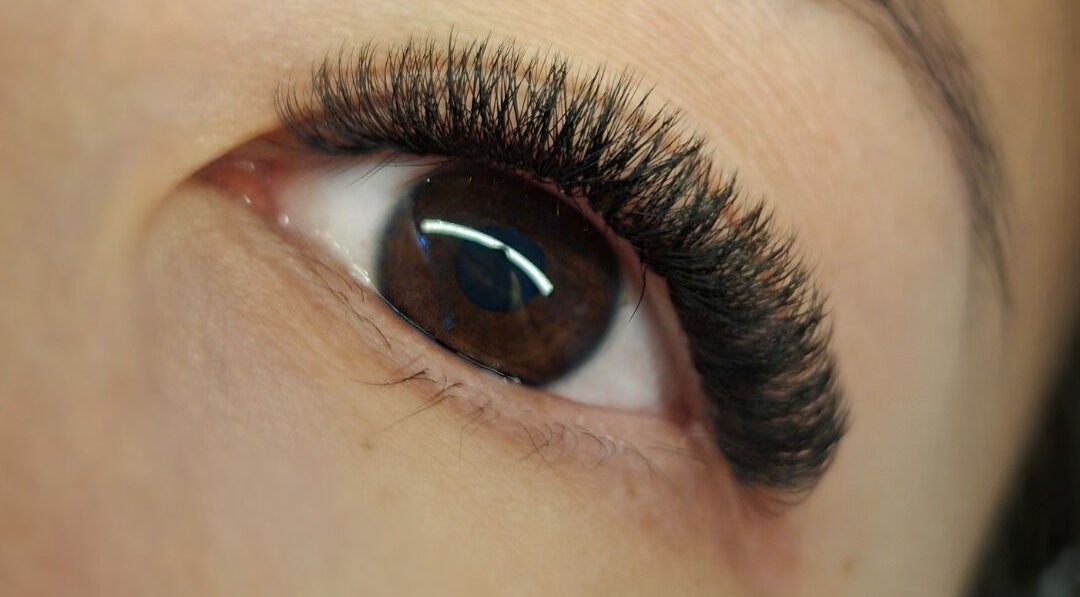 Close-up of eyelash extensions at Lily's Lashes, Gillitts, Kwazulu-natal, ZA showcasing expert craftsmanship.
