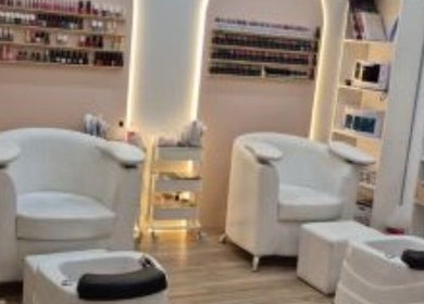 Elegant nail care area at Daily Therapy Spa (In-Home Massage), Dubai, Dubai, AE with plush seating.