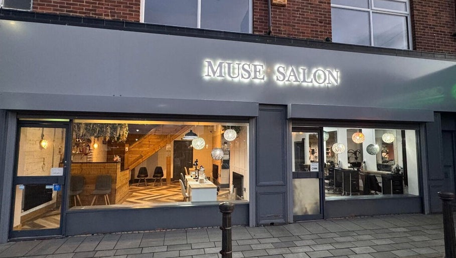 Modern salon exterior of Hair by Demi in Blyth, England, GB, showcasing stylish design and large windows.