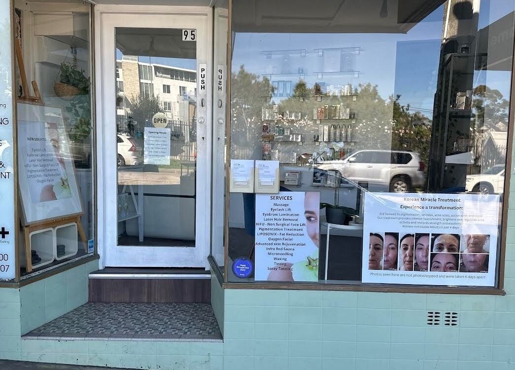 Skinplus facade in Pymble, New South Wales, AU showcasing services like facials and massage.