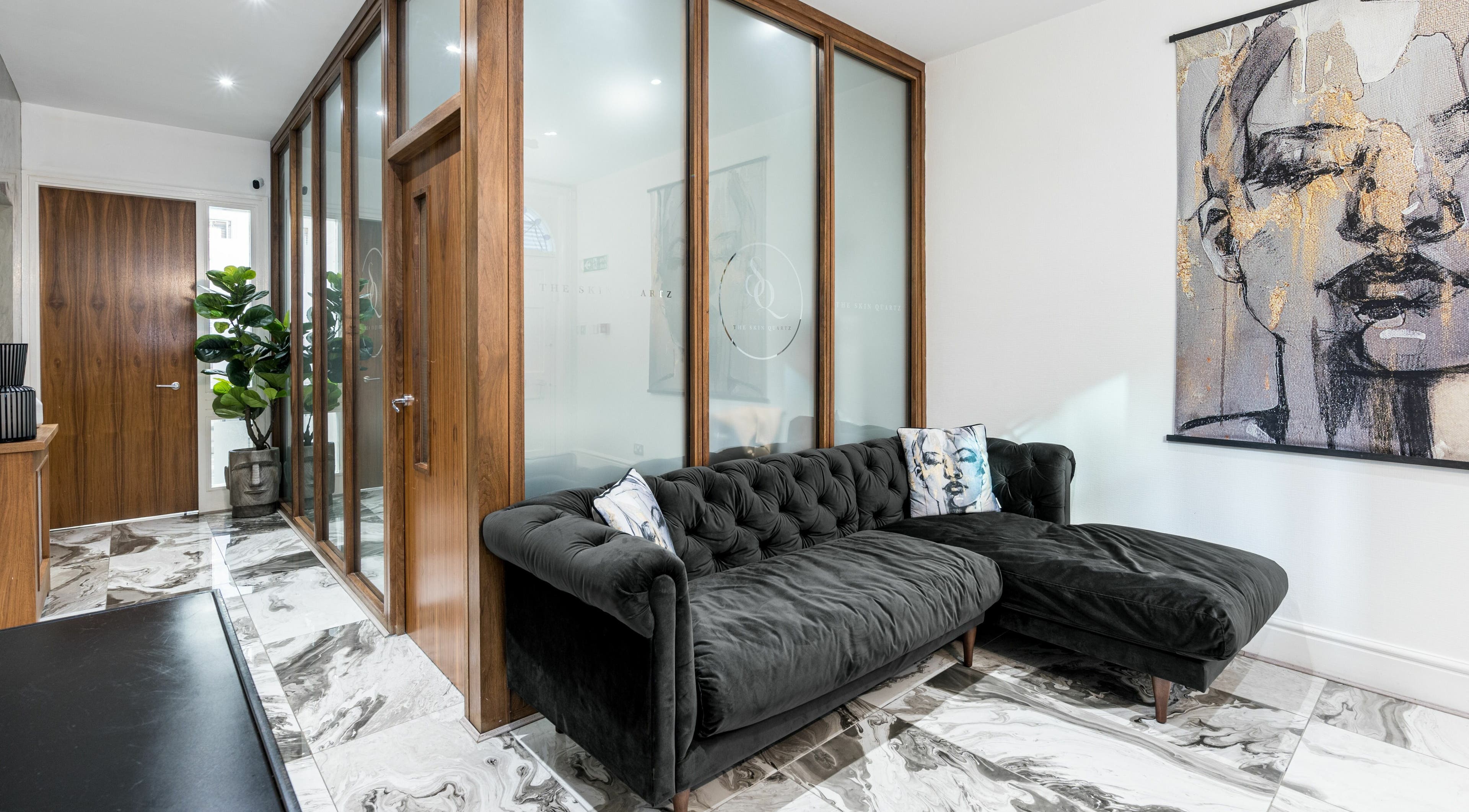 Elegant lounge area at The Skin Quartz, Manchester, England, GB with plush seating and modern decor.