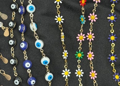 Colorful beaded necklaces on display at Polished by Jillian, Winnemucca, Nevada, US.