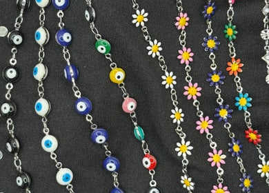 Colorful charm bracelets at Polished by Jillian in Winnemucca, Nevada, US, showcasing unique style.