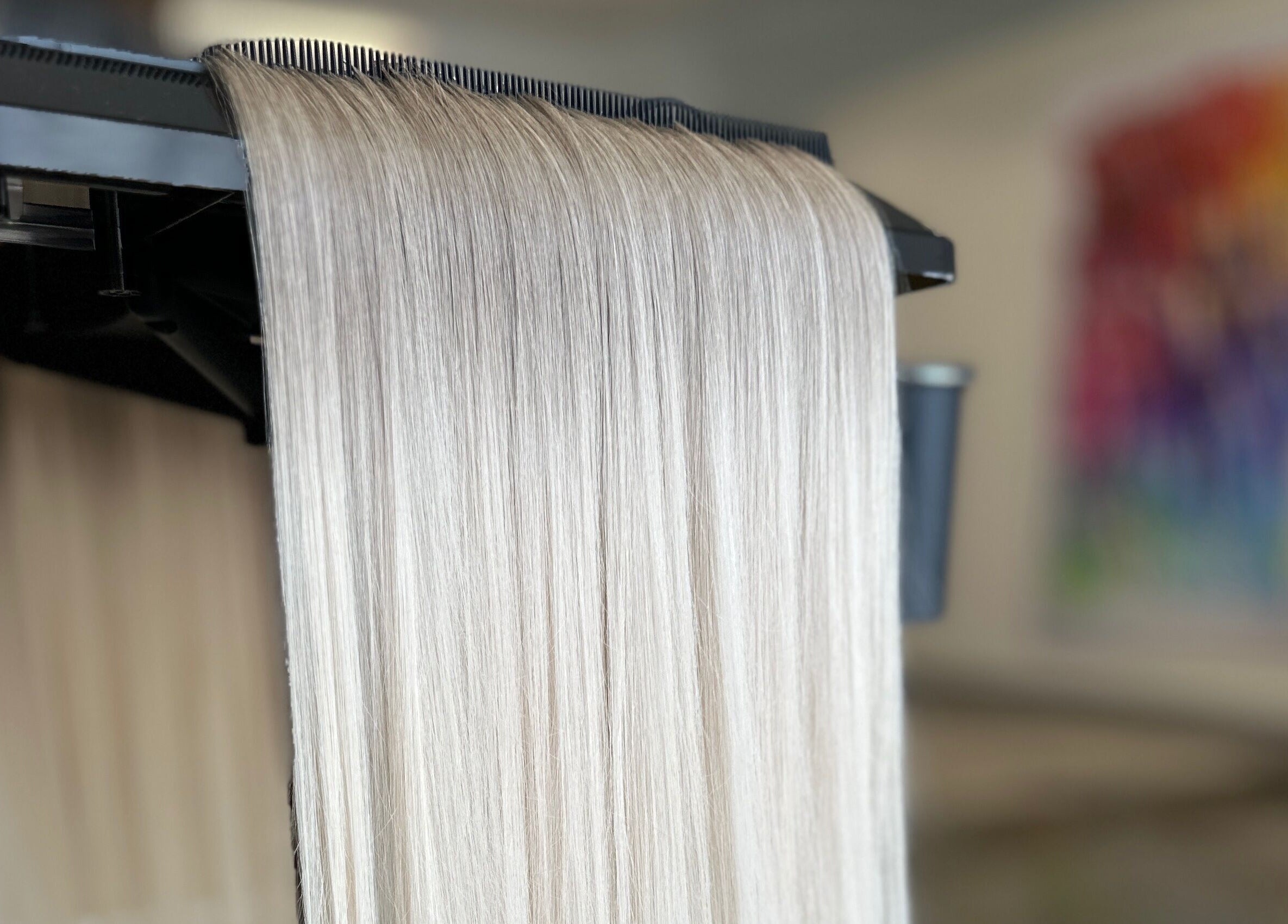 Blonde hair treatment at Yana Grow My Hair in Dubai, Dubai, AE, showcasing smooth, shiny strands.