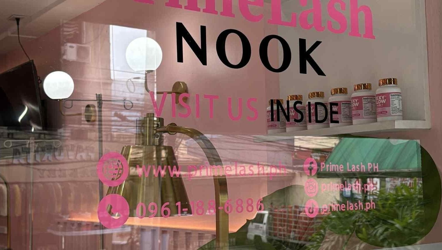 PrimeLash Nook - SM Fairview facade with promotional decals, Quezon City, Metro Manila, PH.