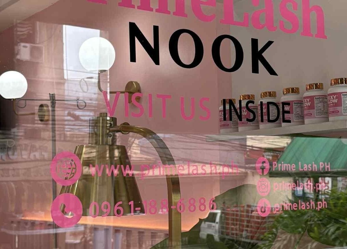 PrimeLash Nook - SM Fairview facade with promotional decals, Quezon City, Metro Manila, PH.