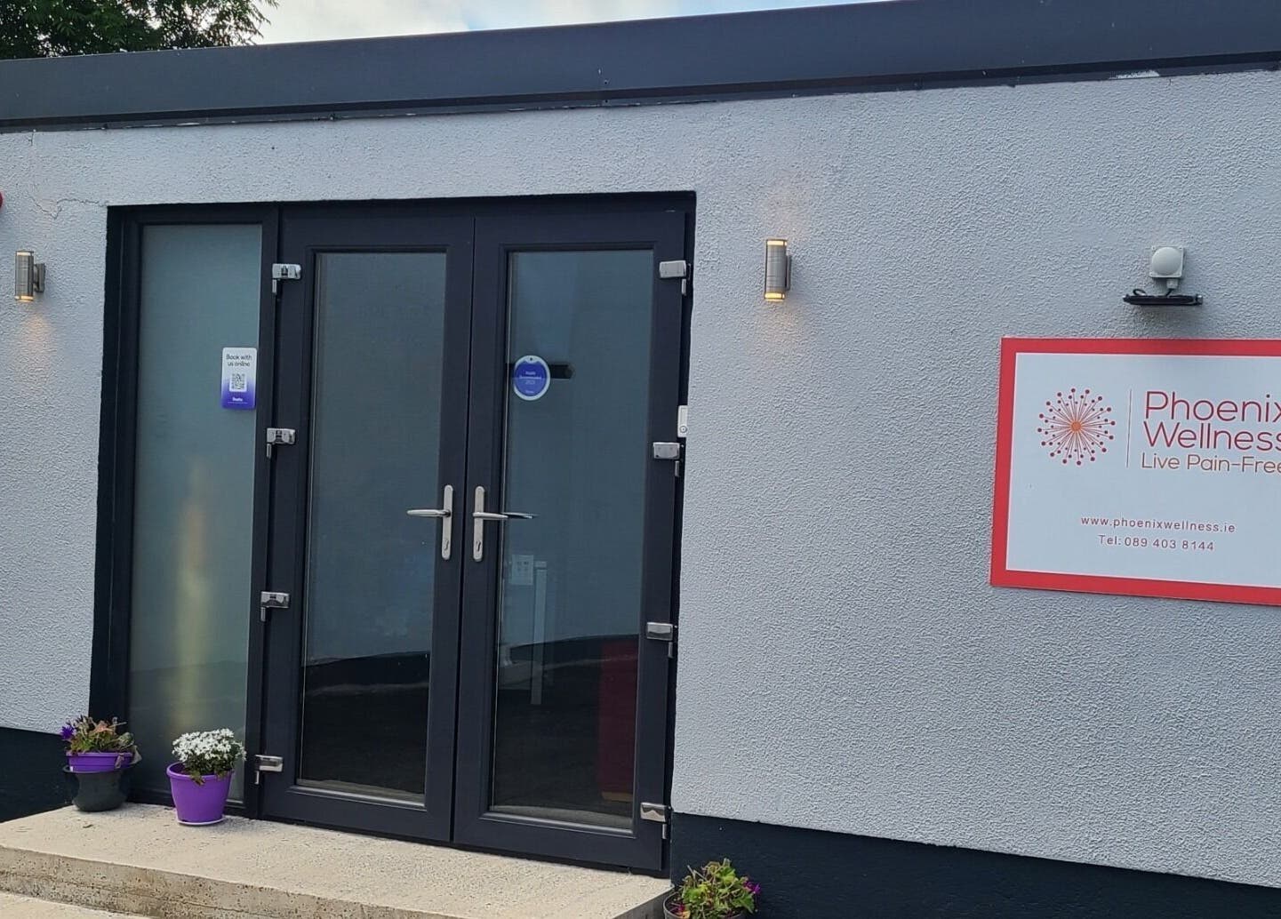 Phoenix Wellness entrance with signage in Gorey, Ireland, IE.