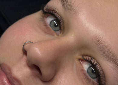 Close-up of eyelash extensions at The Lash Suite in Tokoroa, Waikato, NZ.