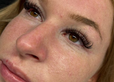 Close-up of eyelash extensions at The Lash Suite, Tokoroa, Waikato, NZ, highlighting dramatic volume.