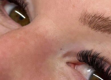 Close-up of eyelash extensions at The Lash Suite, Tokoroa, Waikato, NZ.