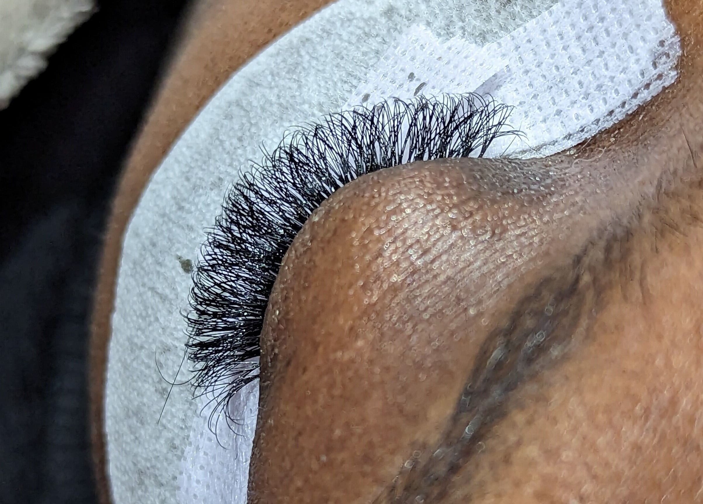 Close-up of eyelash extensions at Martinachristine Beauty Studio - Skin Deep Tattoo, Belvedere, England, GB.