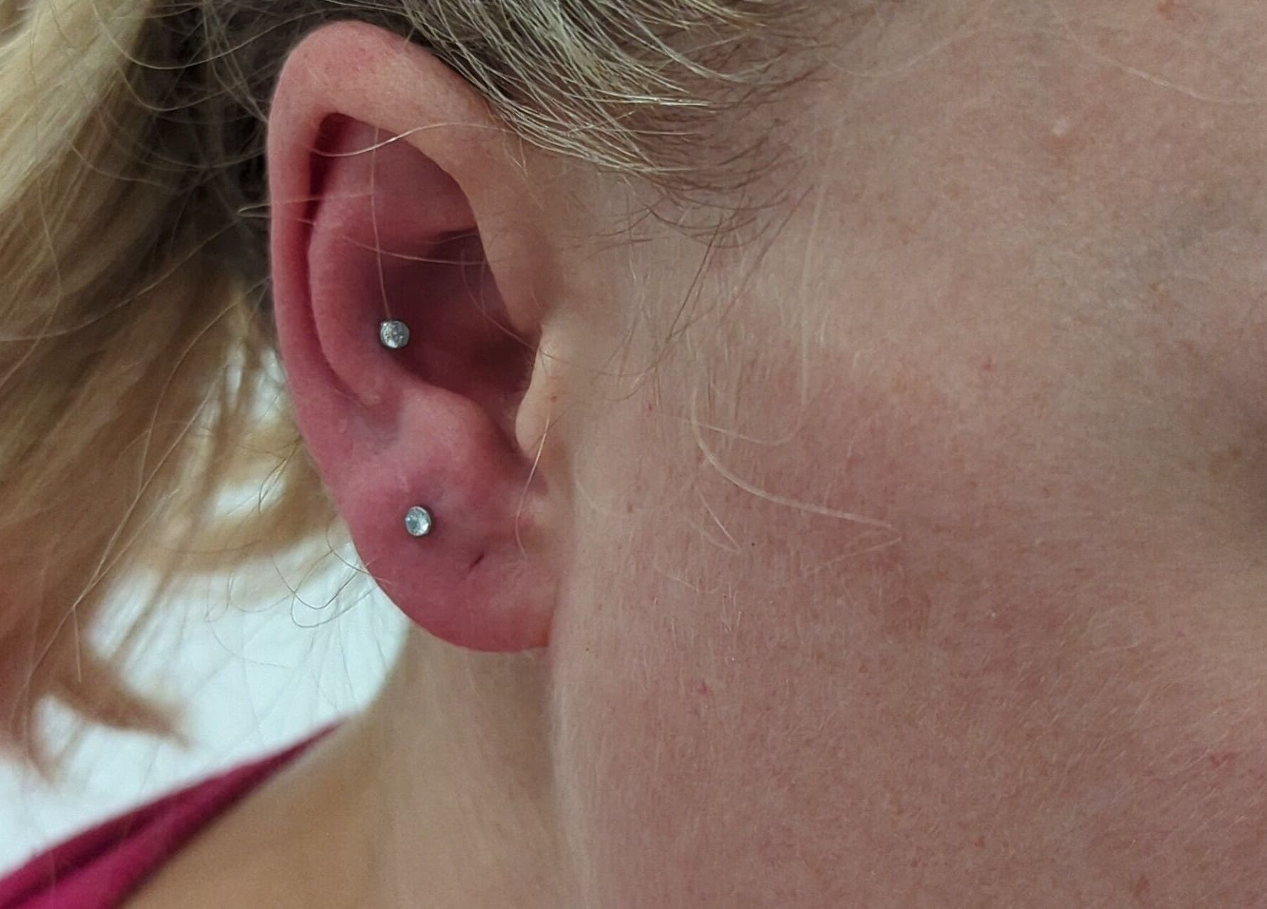Elegant ear piercings at Martinachristine Beauty Studio - Skin Deep Tattoo, Belvedere, England, GB.
