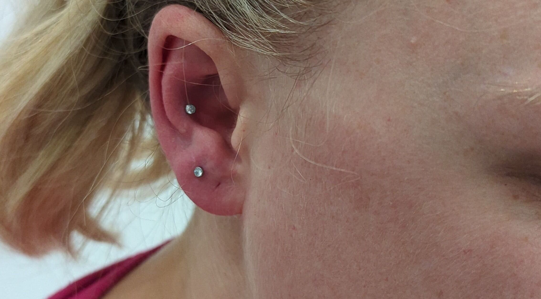 Elegant ear piercings at Martinachristine Beauty Studio - Skin Deep Tattoo, Belvedere, England, GB.