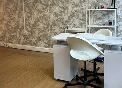 Modern nail station at Elevate in Ripon, England, GB, featuring stylish decor and comfortable seating.