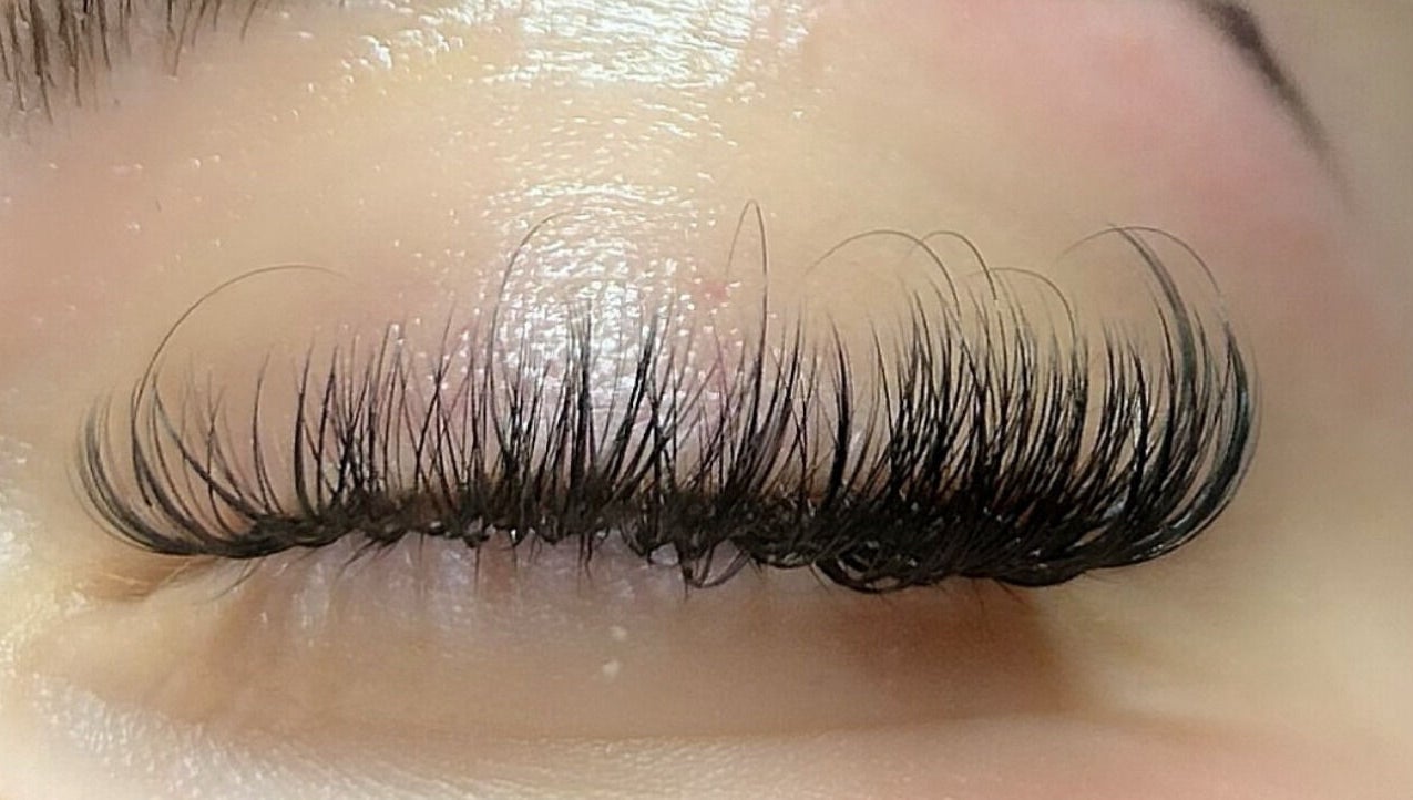 Close-up of perfectly applied eyelash extensions at Elevate in Ripon, England, GB.