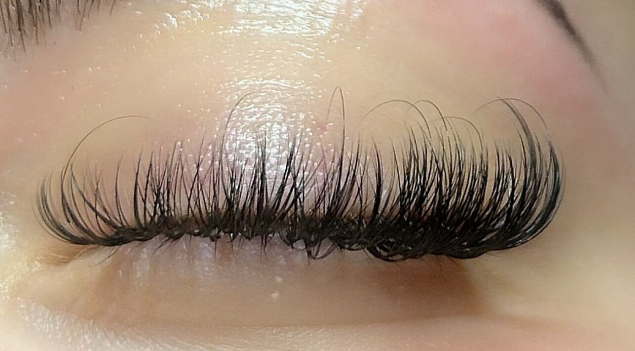 Close-up of perfectly applied eyelash extensions at Elevate in Ripon, England, GB.