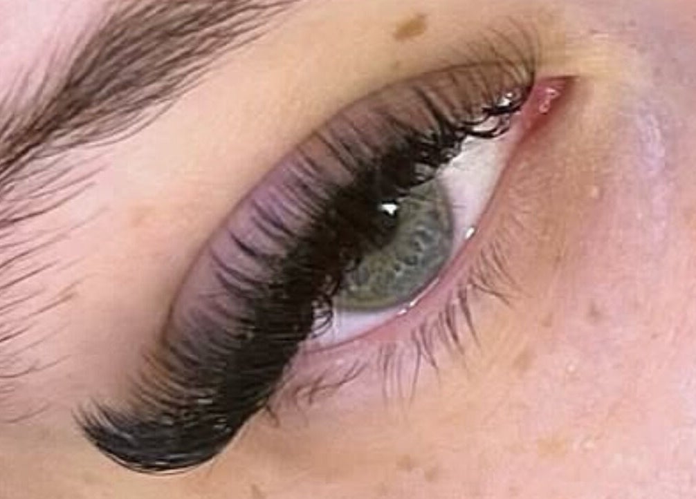 Close-up of eye with elegant eyelash extensions at Elevate in Ripon, England, GB.
