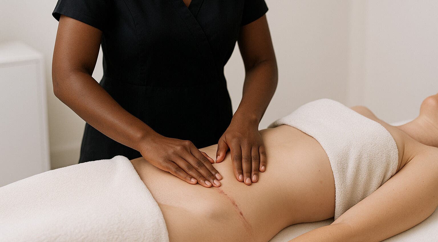 Therapist providing a relaxing massage at Shaped Chic, Old Town, England, GB spa.