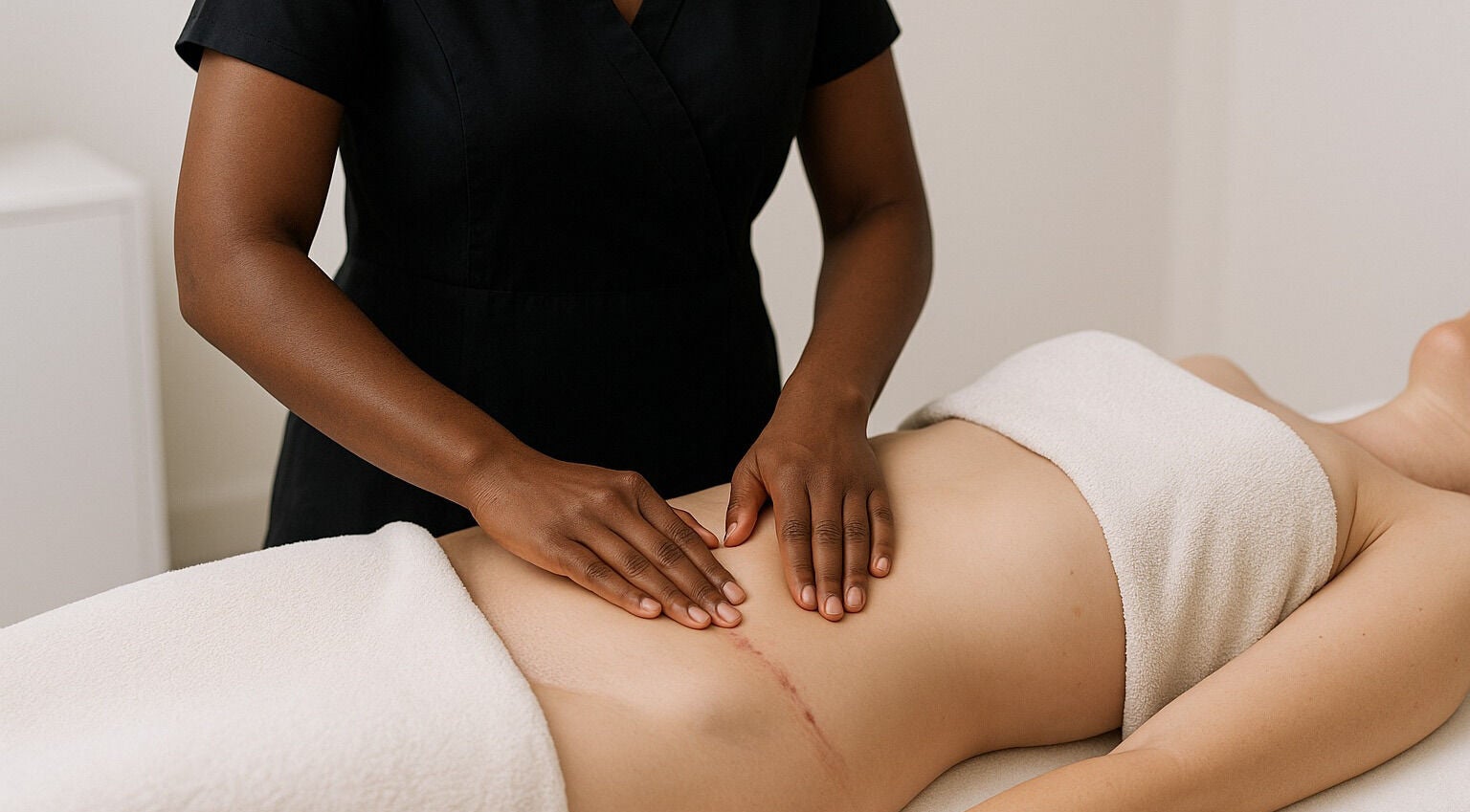 Therapist providing a relaxing massage at Shaped Chic, Old Town, England, GB spa.