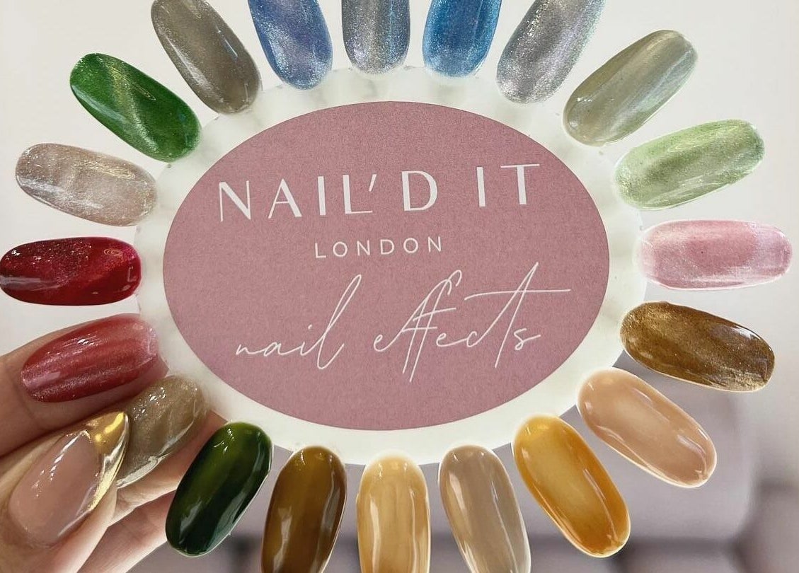 Nail polish color samples at Nail'd It London Pasadena, Pasadena, California, US, showcasing vibrant options.