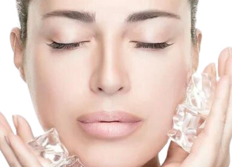Woman holding ice facial cubes at Sculpt Spa Maroubra in Sydney, New South Wales, AU.