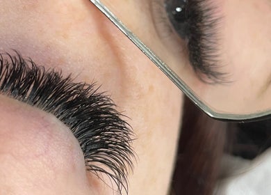 Close-up of elegant eyelash extensions at Refined by Rebekah, Barnsley, England, GB.