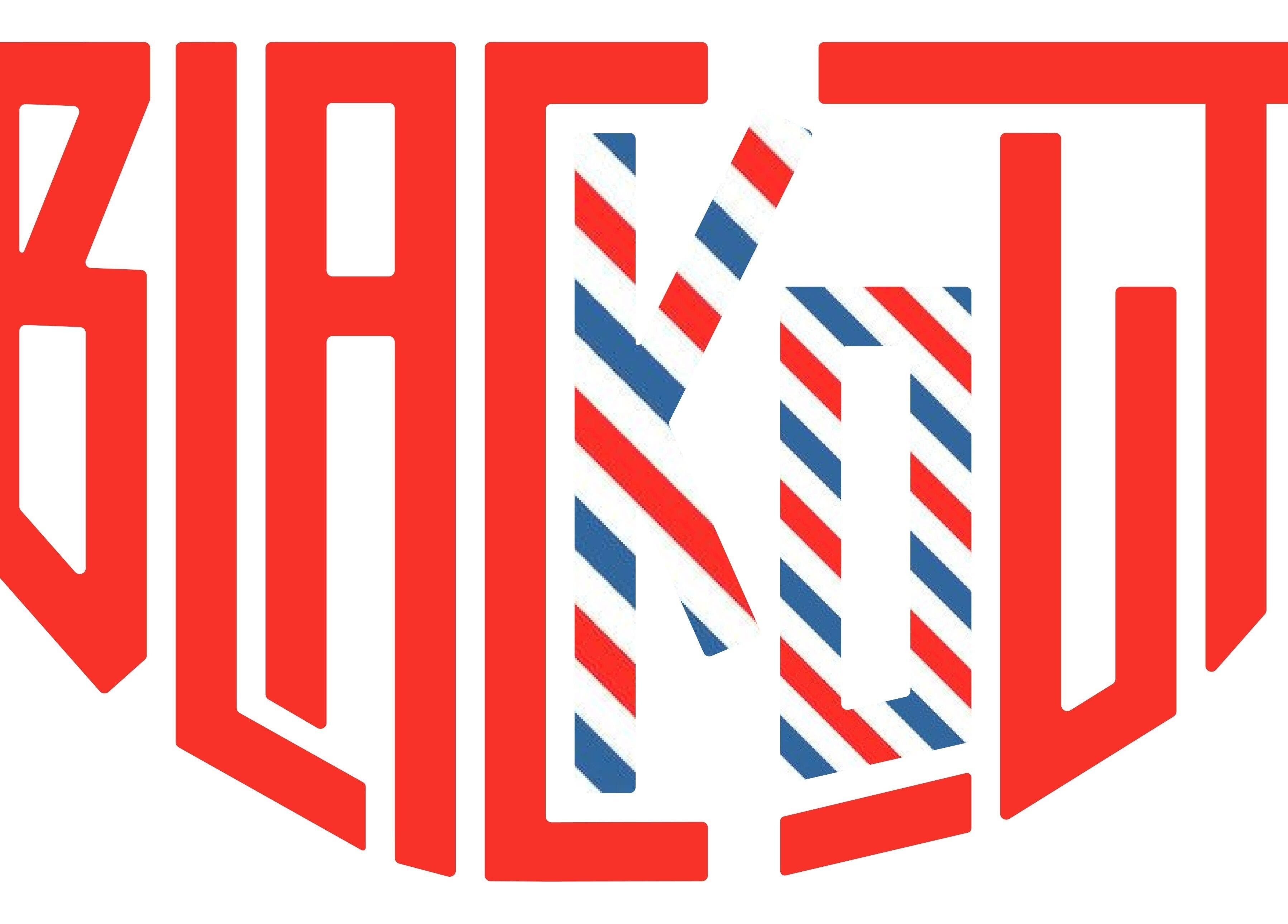 Logo moderno de La Cueva Blackout en Caracas, Miranda, VE con colores rojo, azul y blanco.