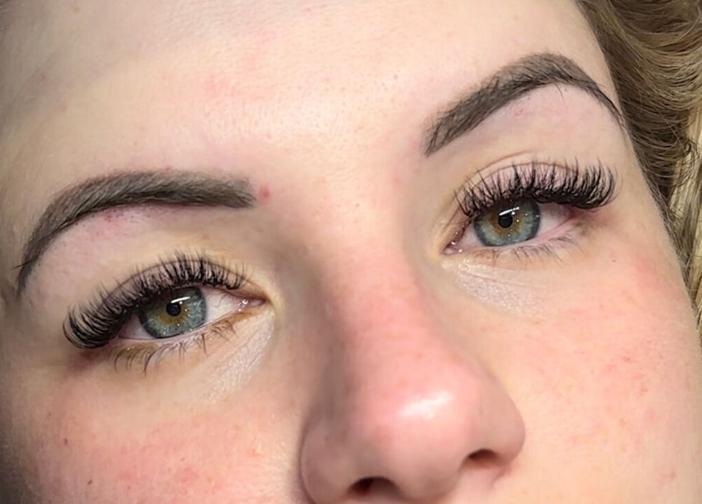 Close-up of eyelash extensions from LashesbyElsa in Basildon, England, GB, showcasing detailed lash work.